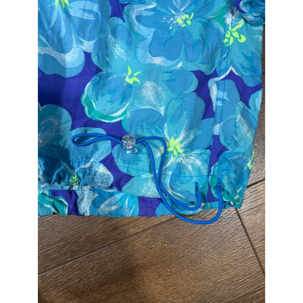 Lizsport Floral Print Pullover Jacket Anorak Windbreaker Blue Spring Summer‎ L - Picture 6 of 8